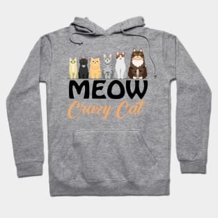 Meow crazy cat tee design birthday gift graphic Hoodie